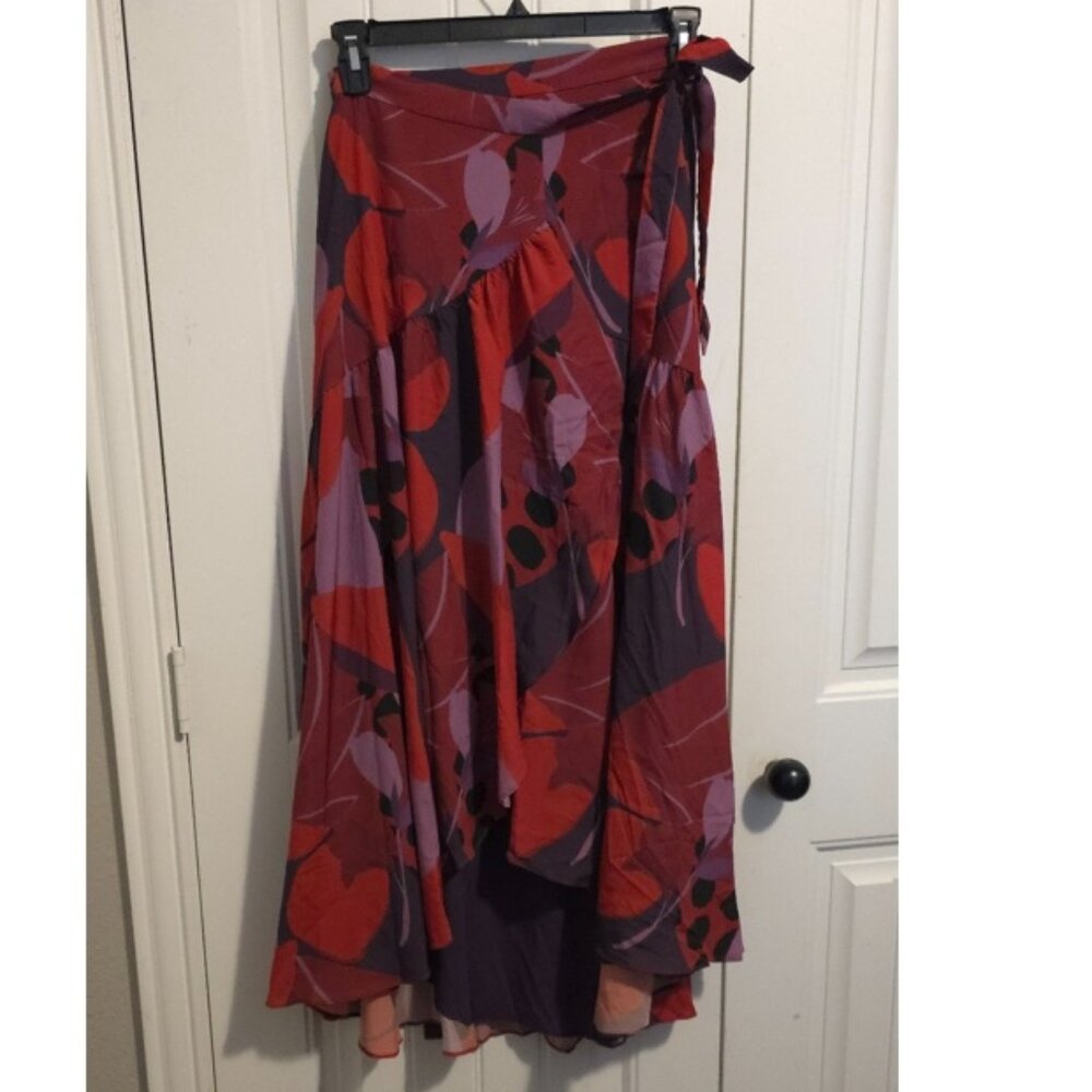 Anthropologie Hutch Printed Plum Floral Wrap Midi Skirt - Woman's Size S